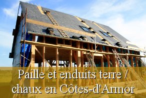 Chantier participatif Côtes d'Armor 22 Bretagne près de Dinan paille enduits terre chaux