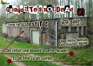 Chantier participatif dans les Vosges (88) près d'Epinal - Lorraine : bardage bois & revalorisation chutes de toile de yourtes