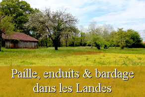 Chantier partcipatif Landes Aquitaine Hossegor isolation toiture paille, murs paille, enduits extérieurs, bardage bois