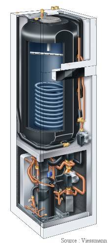 Pompe à chaleur géosolaire et ballon solaire Viessmann Vitocal 343-G